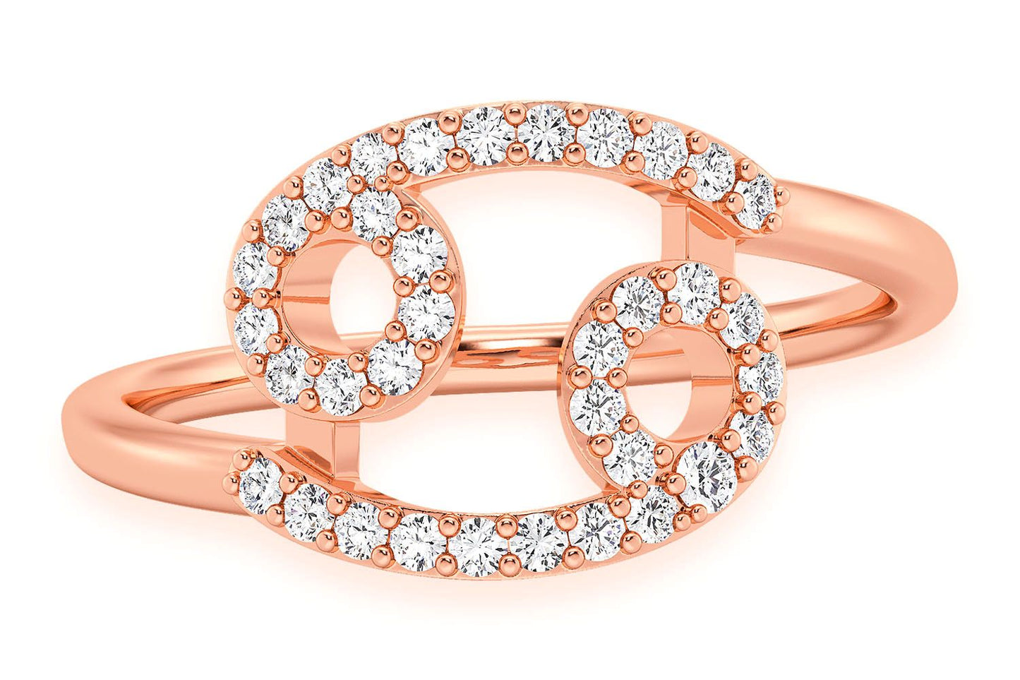 CANCER ZODIAC DIAMOND RING 14K SOLID GOLD 0.20CTW