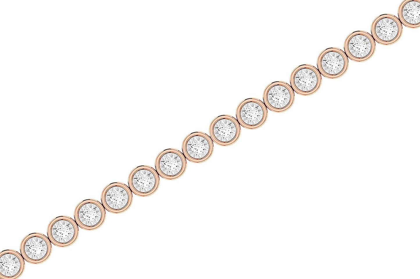 BEZEL SET MIRACLE DIAMOND TENNIS BRACELET 14K SOLID GOLD 3.00CTW