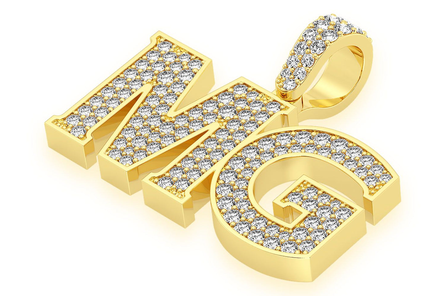 CUSTOM HEAVY SERIF LETTER NAMEPLATE DIAMOND PENDANT 14K SOLID GOLD