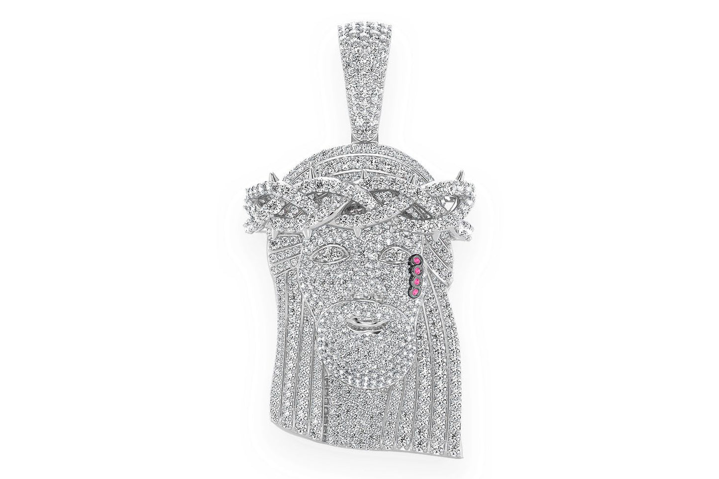 JESUS DIAMOND PENDANT 14K SOLID GOLD 5.25CTW