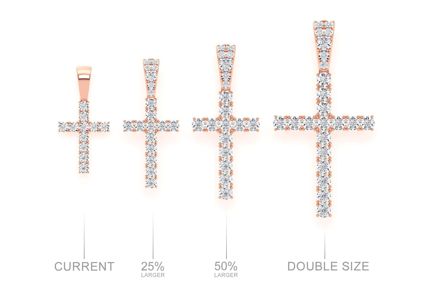 MIRACLE SET CROSS DIAMOND PENDANT 14K SOLID GOLD 0.15CTW