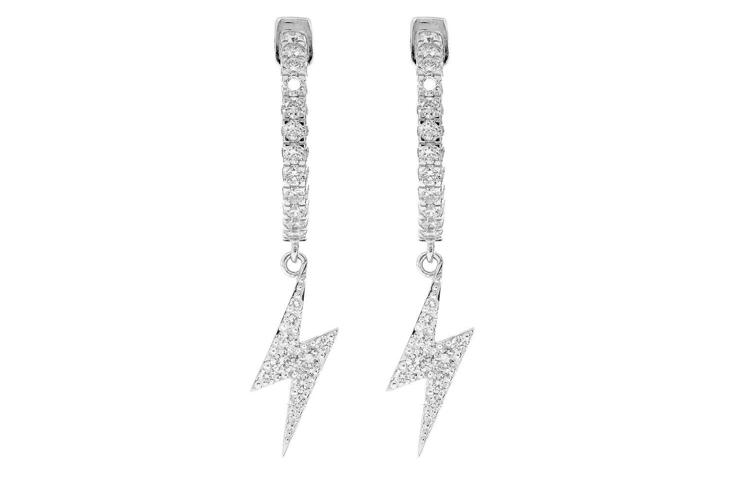 LIGHTNING DANGLING DIAMOND HOOPS 14K SOLID GOLD 1.10CTW