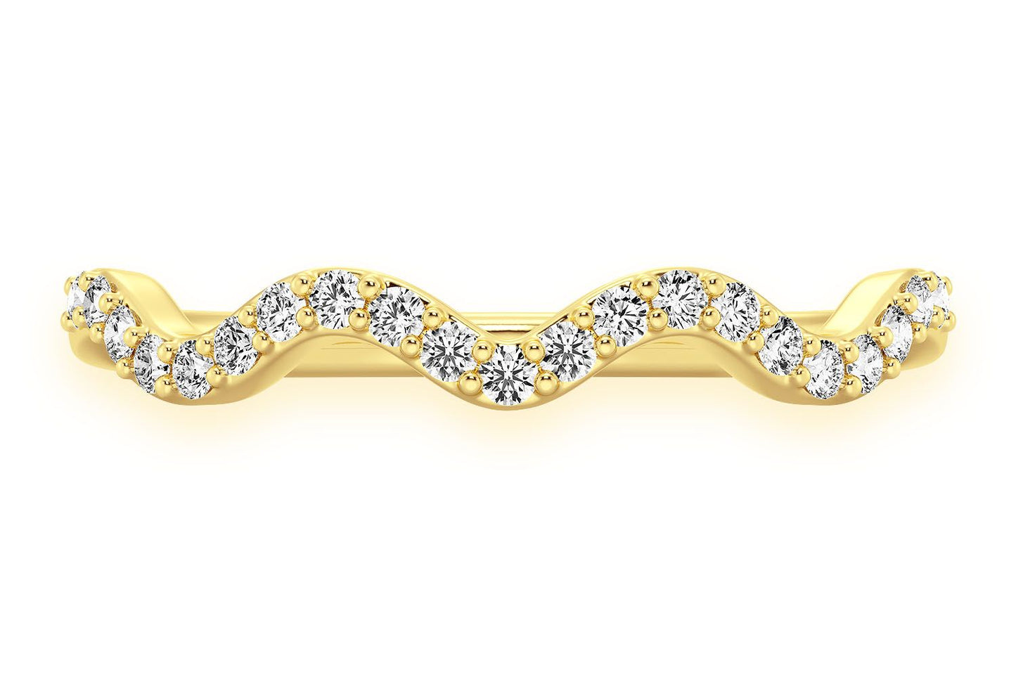 INEL CU DIAMANT ONDULAT, AUR MASIV DE 14K, 0.10CTW