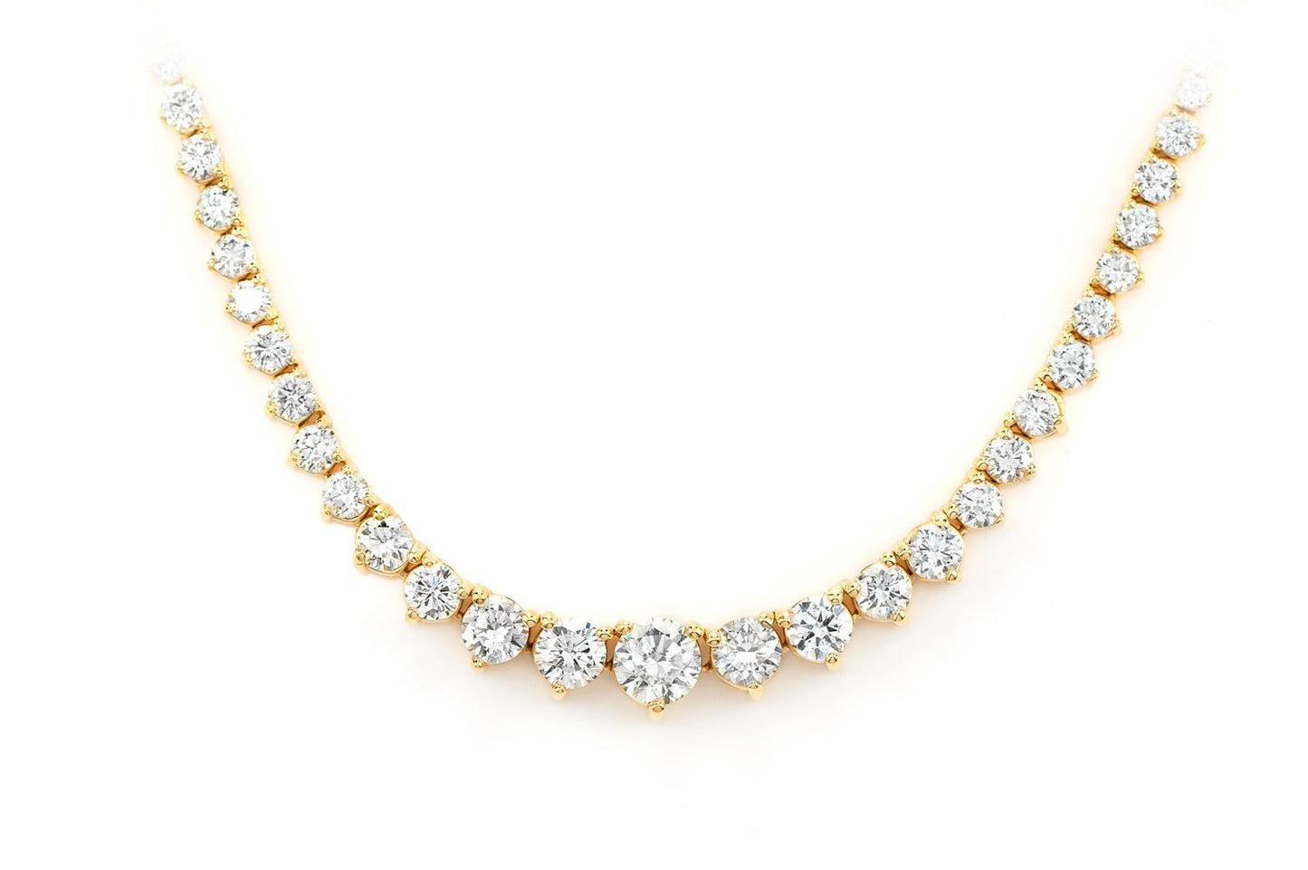 GRADUATED DIAMOND RIVIERA NECKLACE 14K SOLID GOLD 3.00CTW