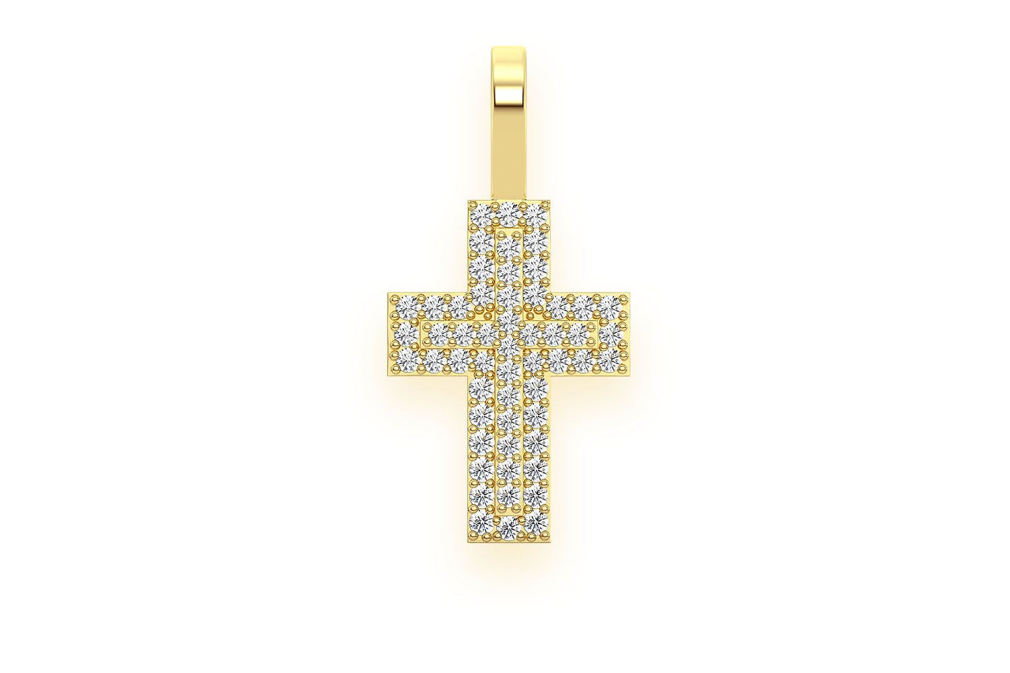 TWO LAYER CROSS DIAMOND PENDANT 14K SOLID GOLD .25CTW
