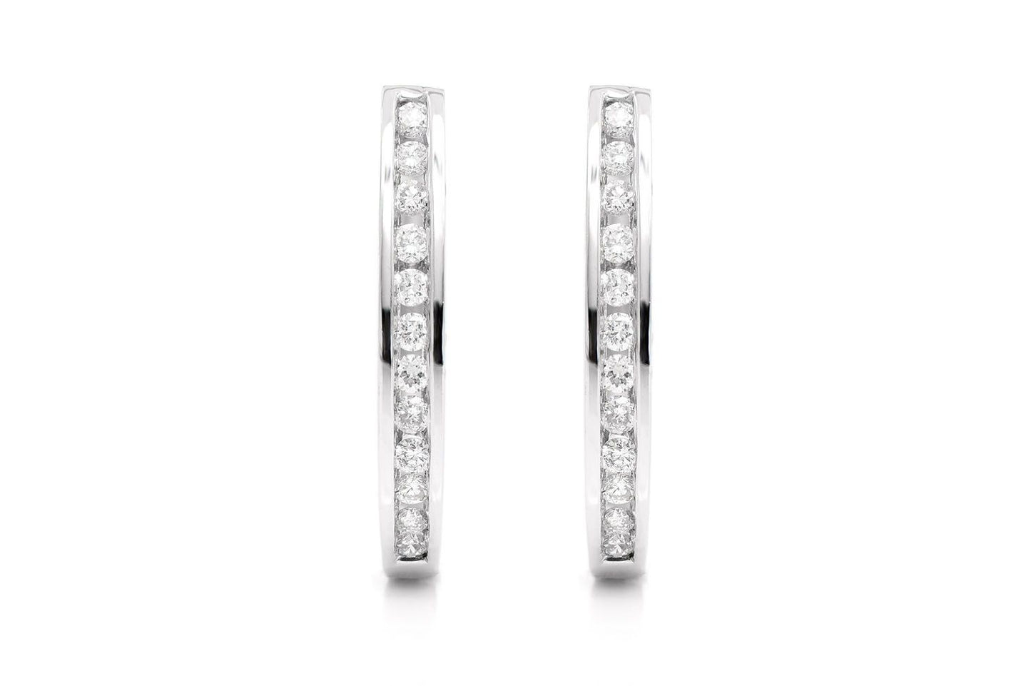 OVAL HOOP DIAMOND EARRINGS 14K SOLID GOLD 0.30CTW