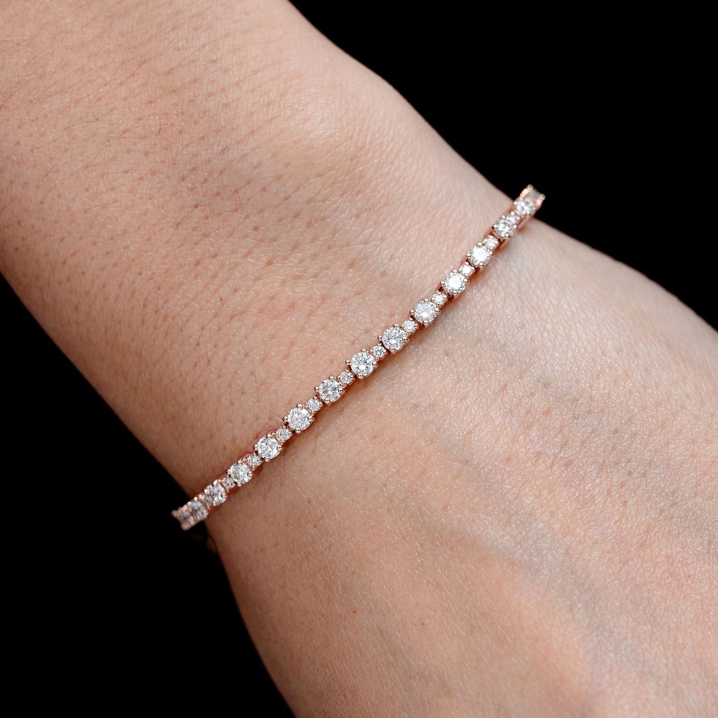 BASKET SET DIAMOND LINK BRACELET 14K SOLID GOLD 2.90CTW