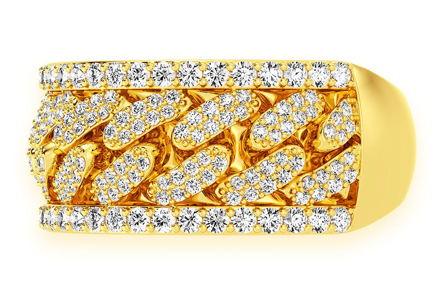 MIAMI CUBAN DIAMOND RING 14K SOLID GOLD 1.50CTW