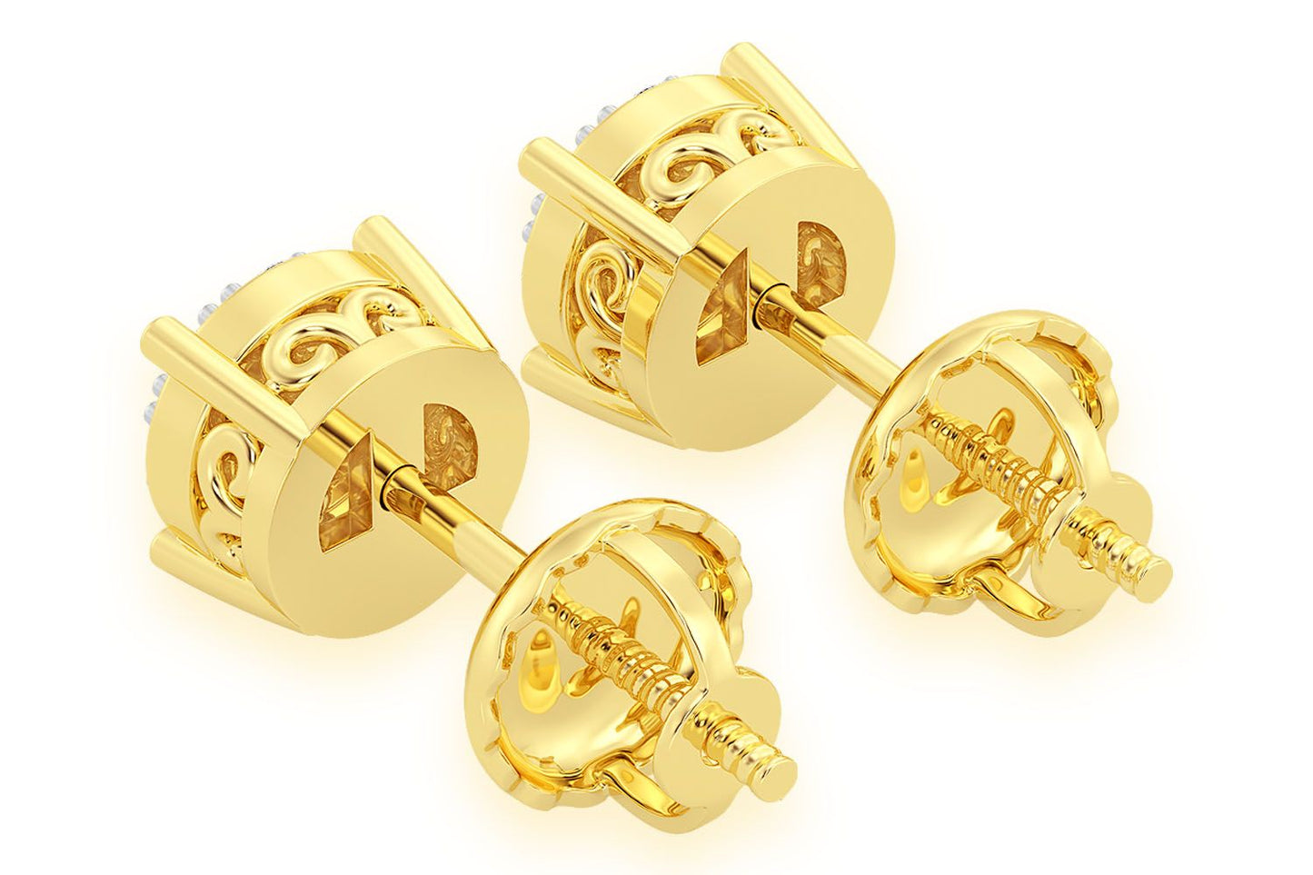 0.25CTW MOSAIC STUD DIAMOND EARRINGS 14K SOLID GOLD