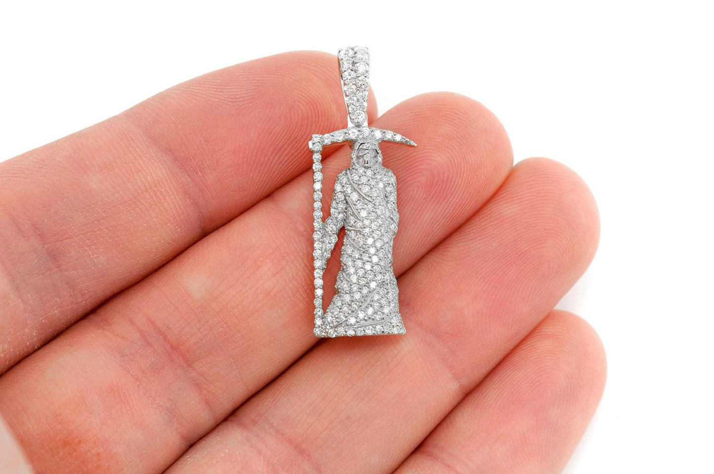PANDANTIV CU DIAMANT GRIM REAPER, AUR MASIV DE 14K, 1.00CTW