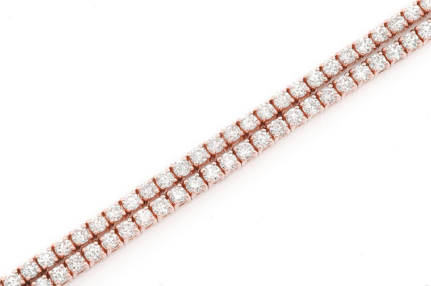 3PT TWO ROW PRONG SET DIAMOND TENNIS BRACELET 14K SOLID GOLD 4.75CTW