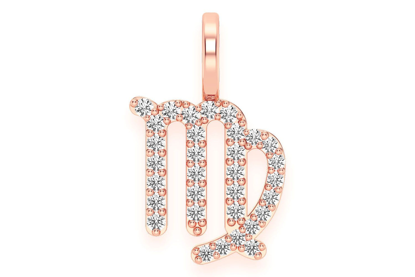 VIRGO ZODIAC DIAMOND PENDANT 14K SOLID GOLD 0.10CTW