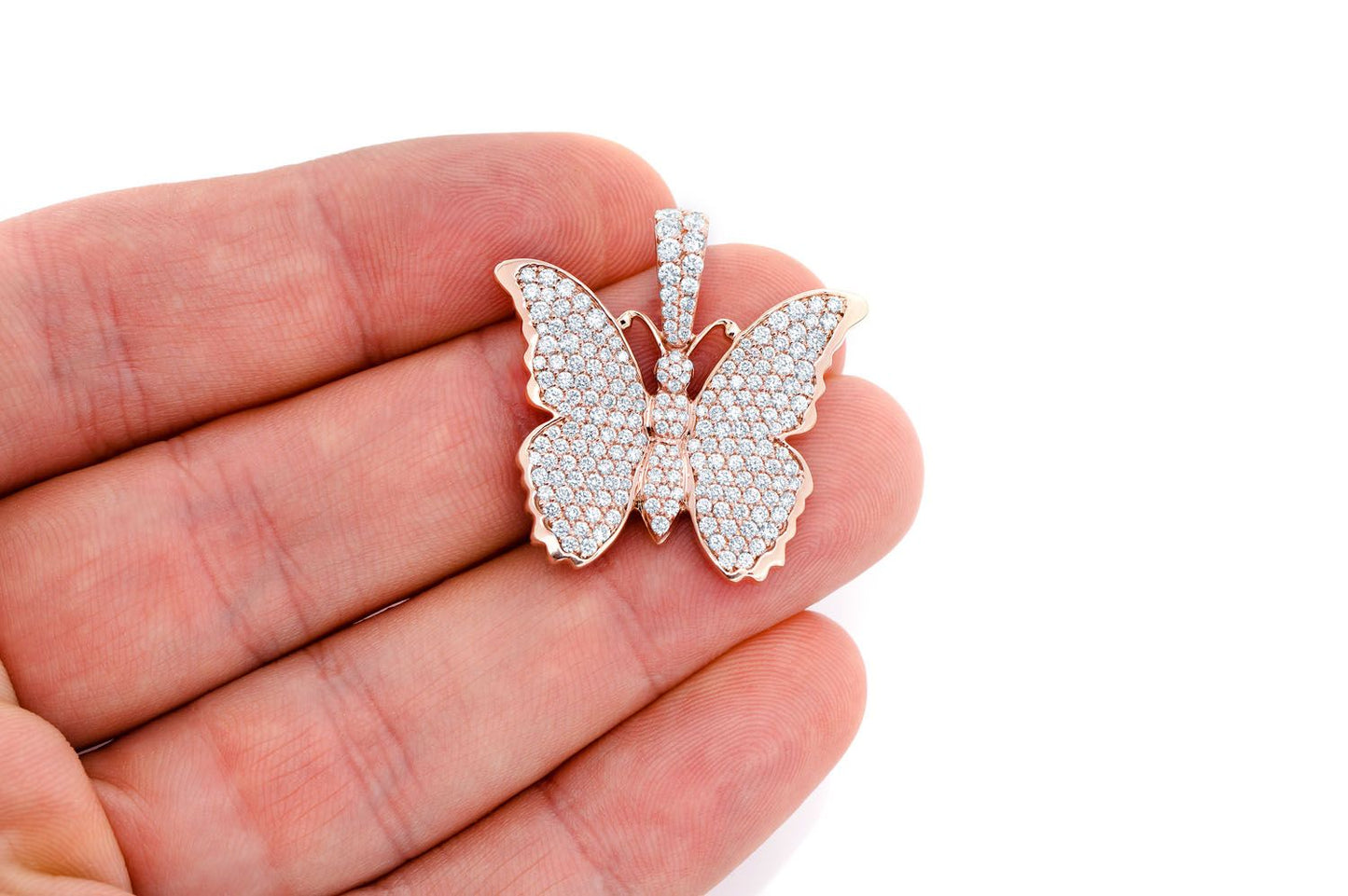 BUTTERFLY DIAMOND PENDANT 14K SOLID GOLD 2.25CTW