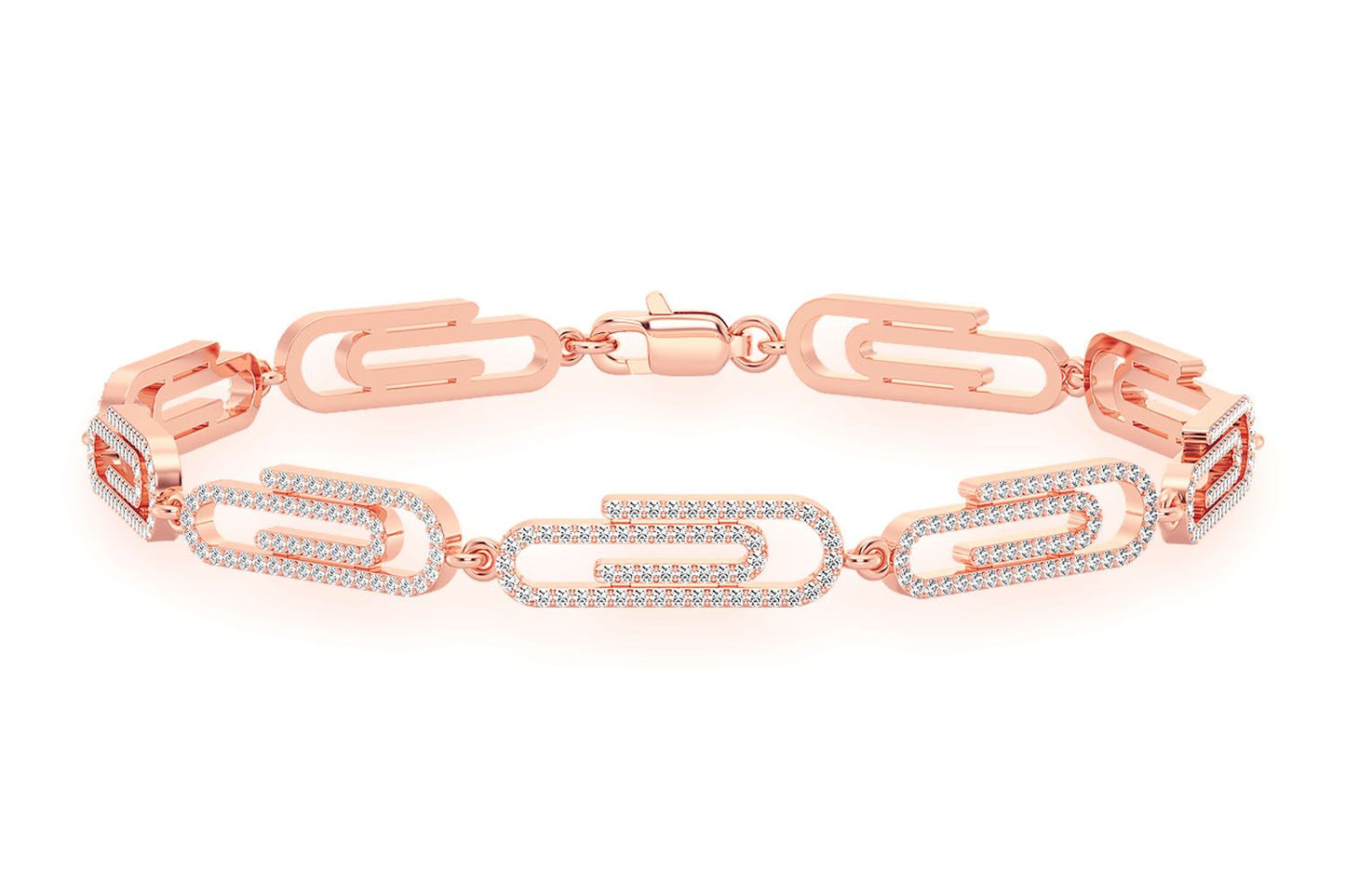 PAPER CLIP ETERNITY DIAMOND BRACELET 14K SOLID GOLD 1.85CTW