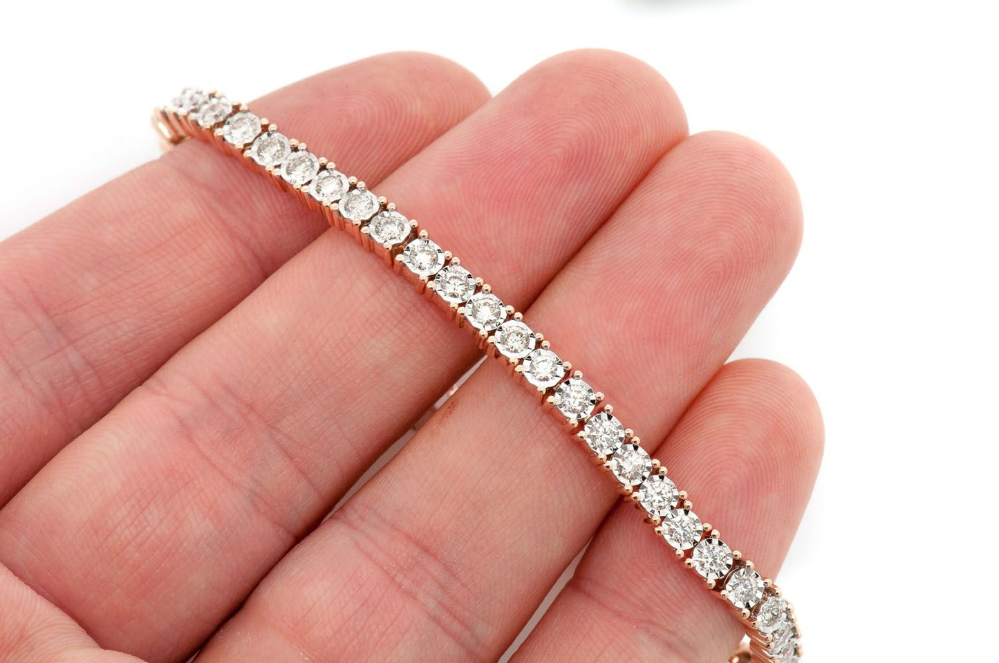 9PT MIRACLE SET DIAMOND TENNIS BRACELET 14K SOLID GOLD 4.50CTW