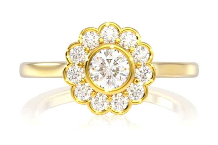 BEZEL SCALLOP HALO FLORI AUR MASIV 14K 0.50CTW