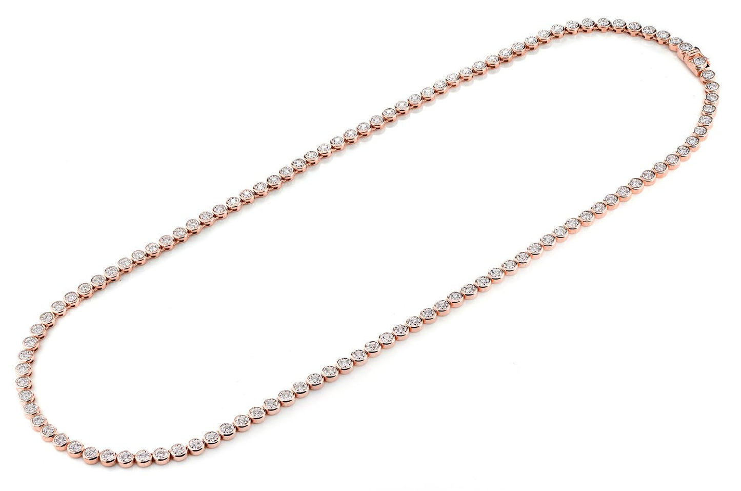 BEZEL SET MIRACLE DIAMOND TENNIS NECKLACE 14K SOLID GOLD 5.66CTW