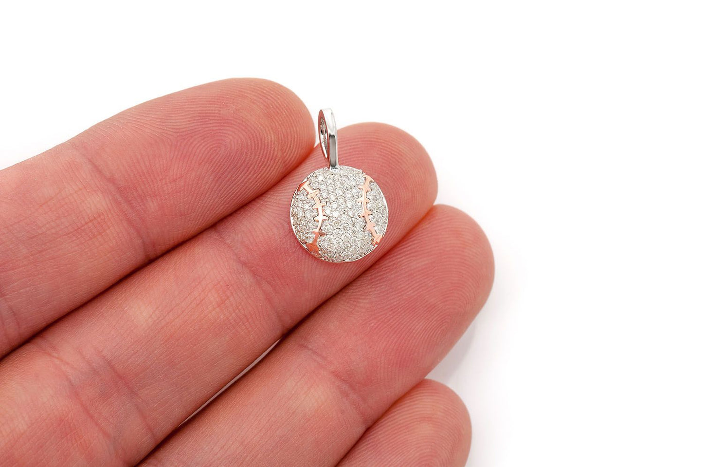 BASEBALL DIAMOND PENDANT 14K SOLID GOLD 0.33CTW