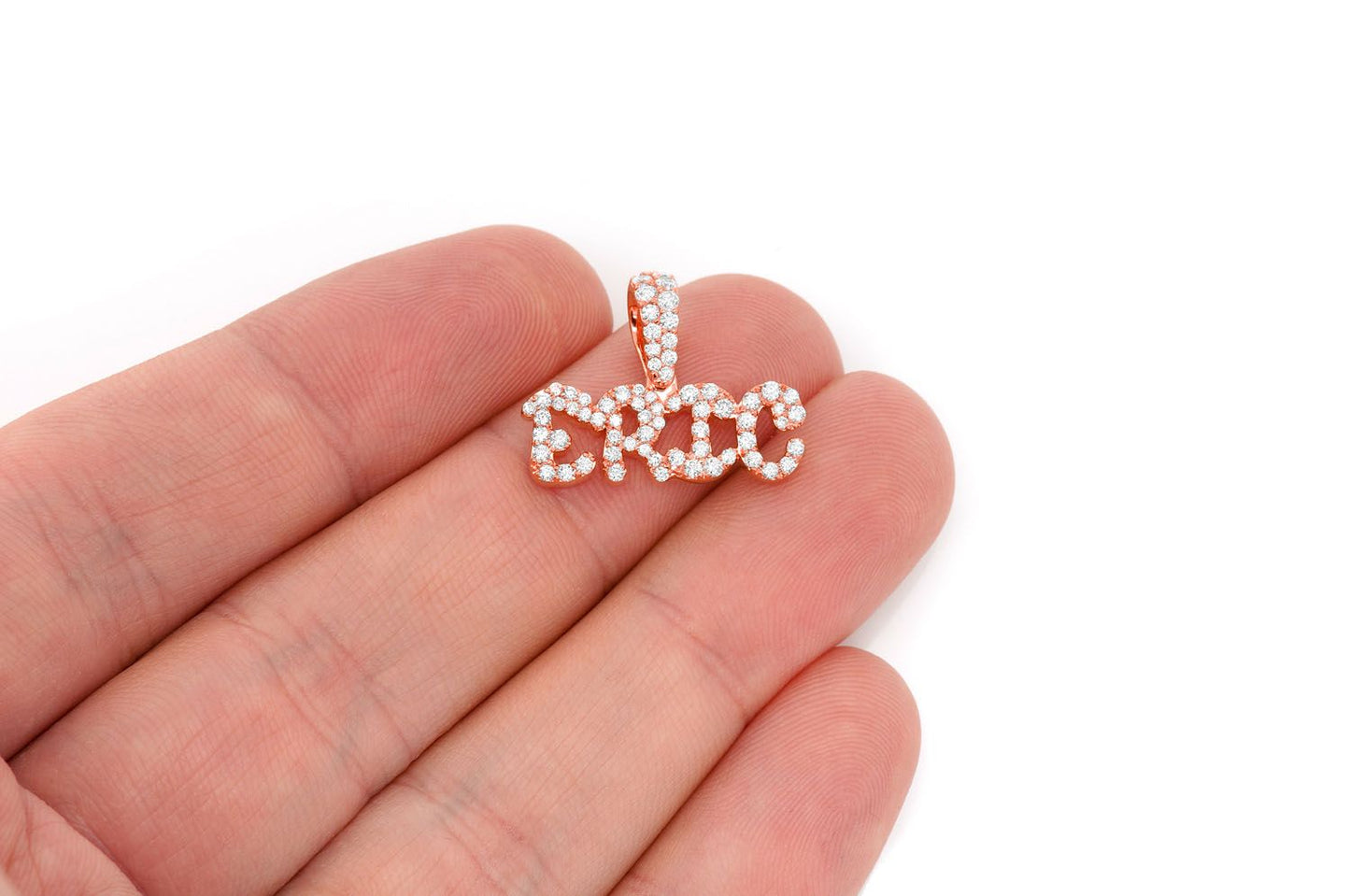 ERIC CUSTOM NAMEPLATE DIAMOND PENDANT 14K SOLID GOLD