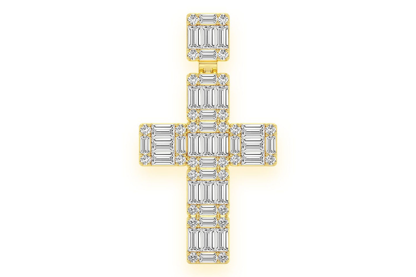 BAGUETTE CROSS DIAMOND PENDANT 14K SOLID GOLD 1.80CTW