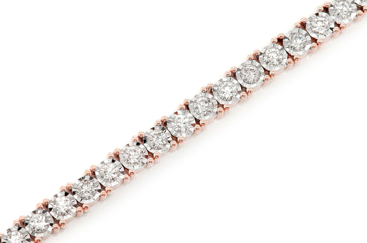 9PT MIRACLE SET DIAMOND TENNIS BRACELET 14K SOLID GOLD 4.50CTW