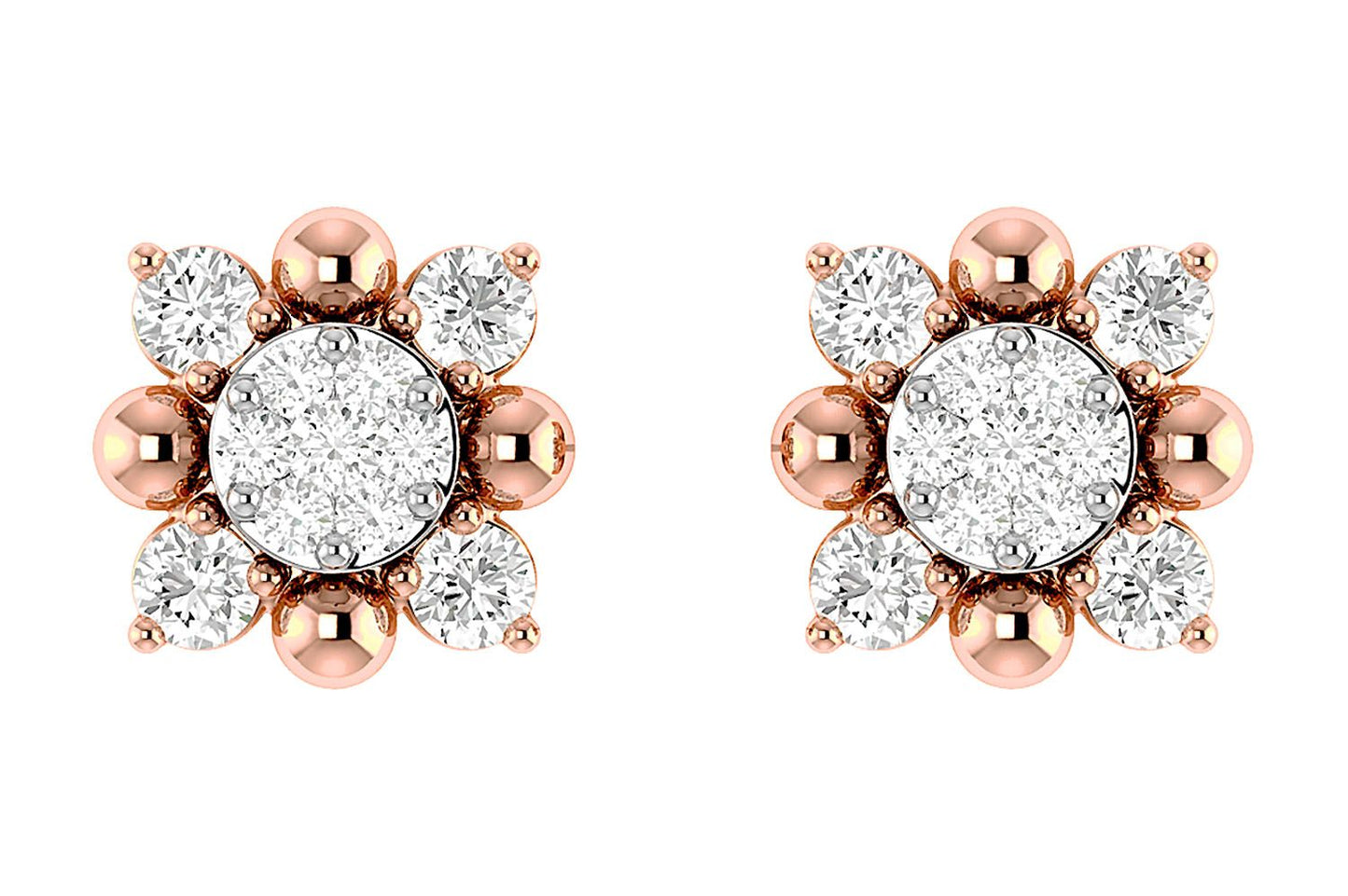 CERCEI CU DIAMANTE STARBURST, AUR MASIV DE 14K, 0.20CT