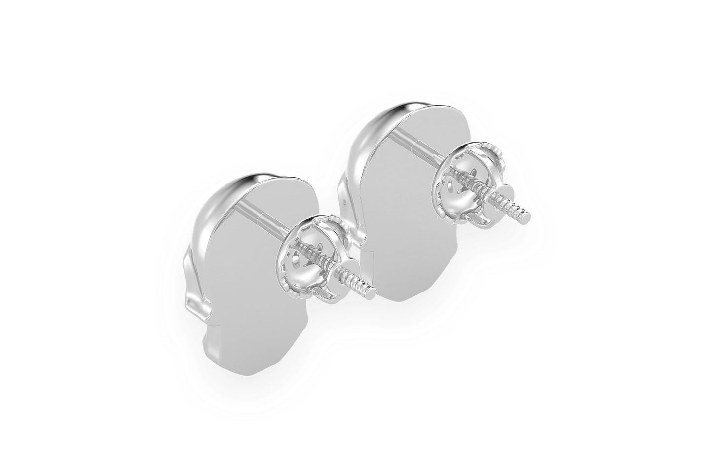 SKULL DIAMOND STUD EARRINGS 14K SOLID GOLD 0.10CTW