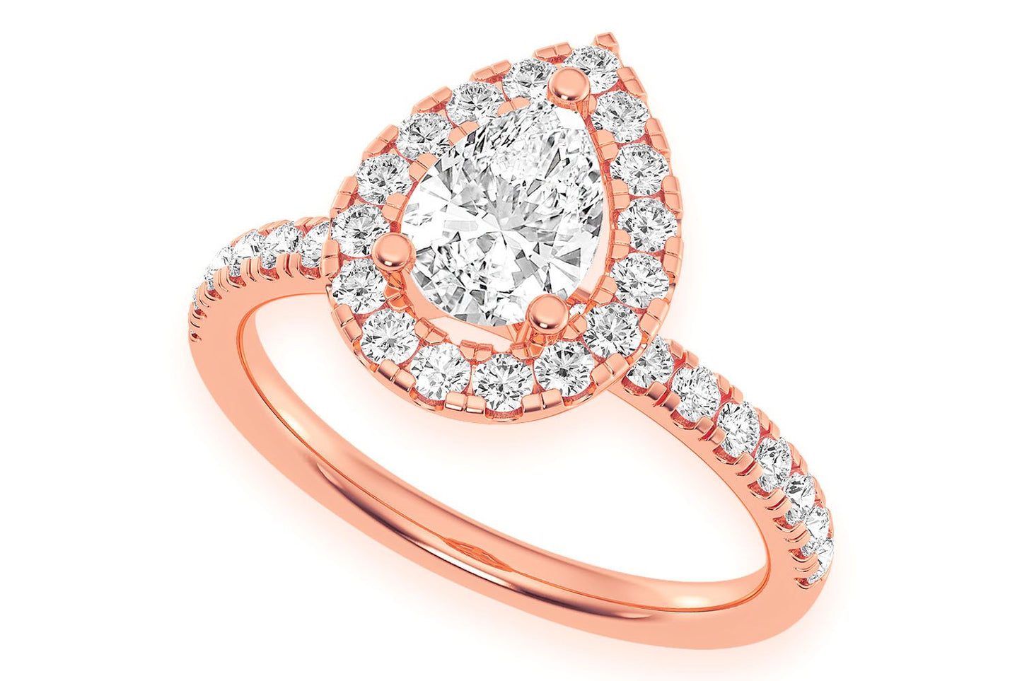 THAV - 0.75CT SOLITAIRE PEAR SHAPE HALO - DIAMOND ENGAGEMENT RING