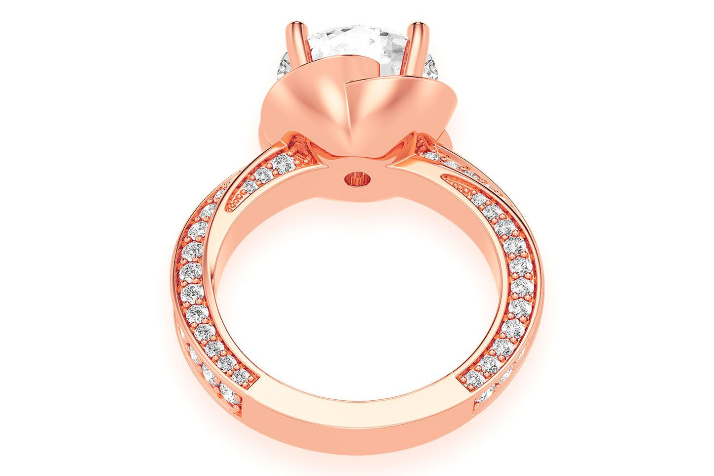 3.00CT ROUND SOLITAIRE - FLOWER PETAL HALO - DIAMOND ENGAGEMENT RING