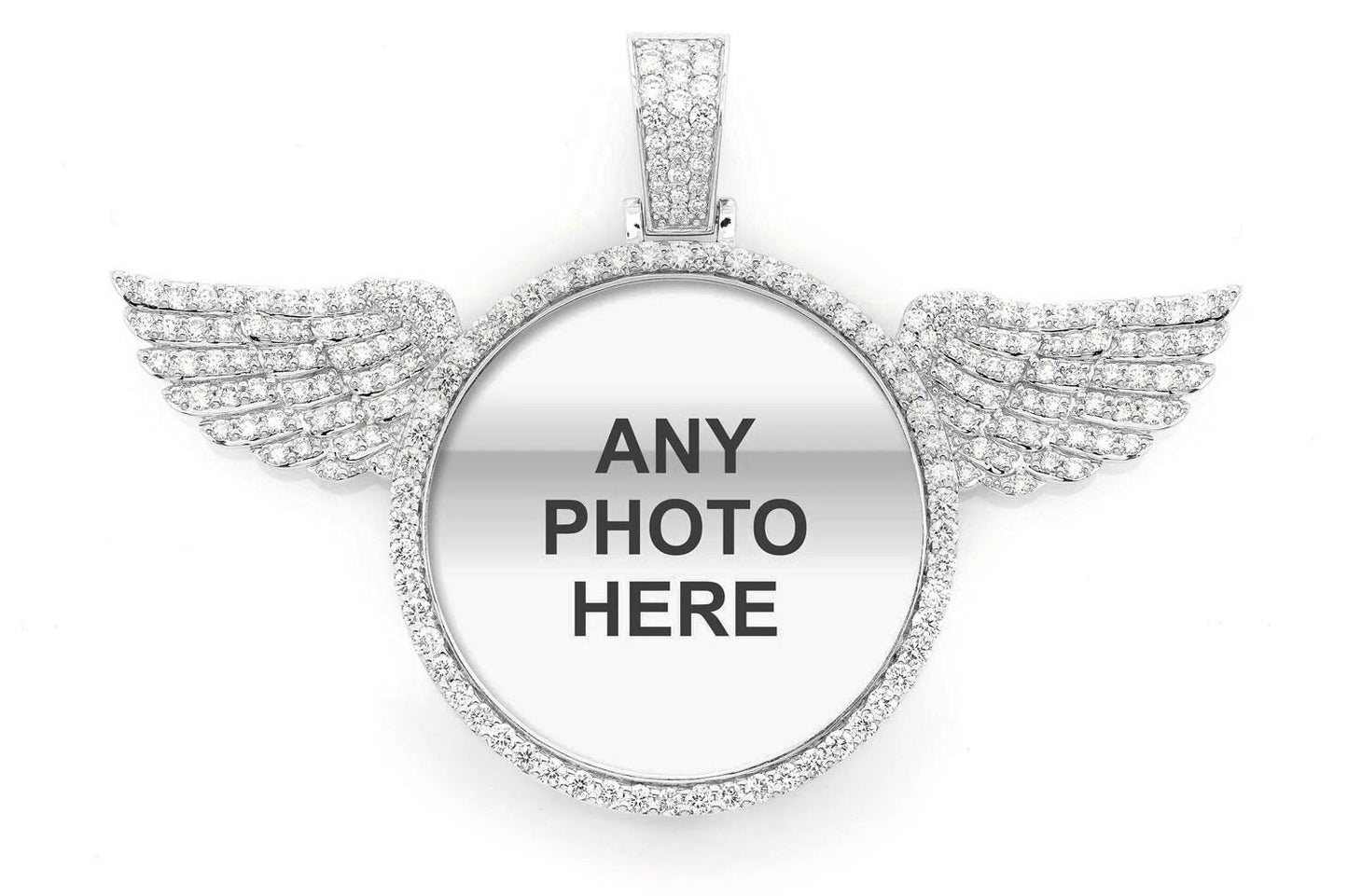 WINGED PICTURE DIAMOND PENDANT 14K SOLID GOLD 3.00CTW
