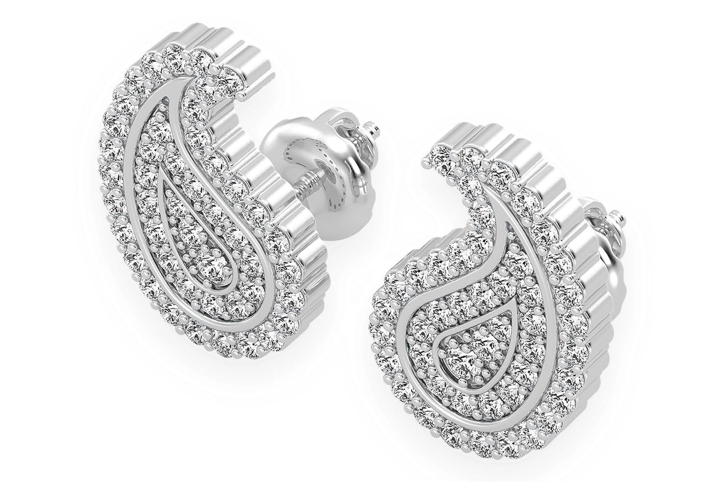 CERCEI CU DIAMANTE PAISLEY, AUR MASIV DE 14K, 0.35CT