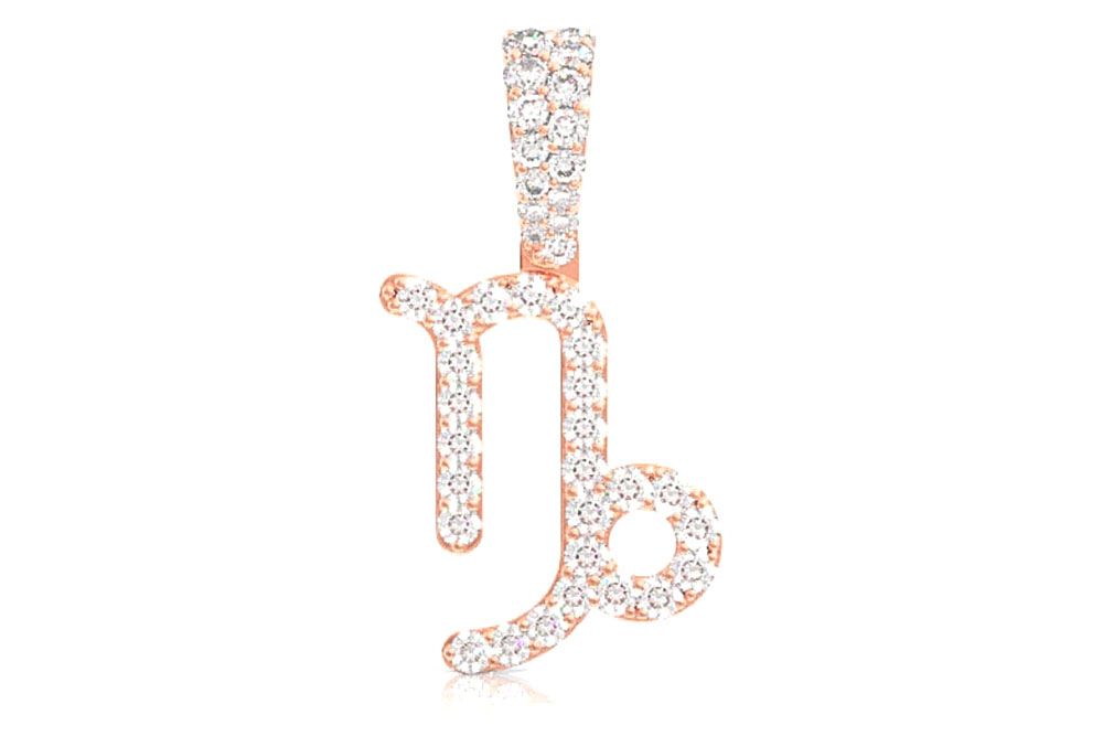 Pandantiv Capricorn Zodiac cu Diamant Aur Masiv de 14K 0.75CTW