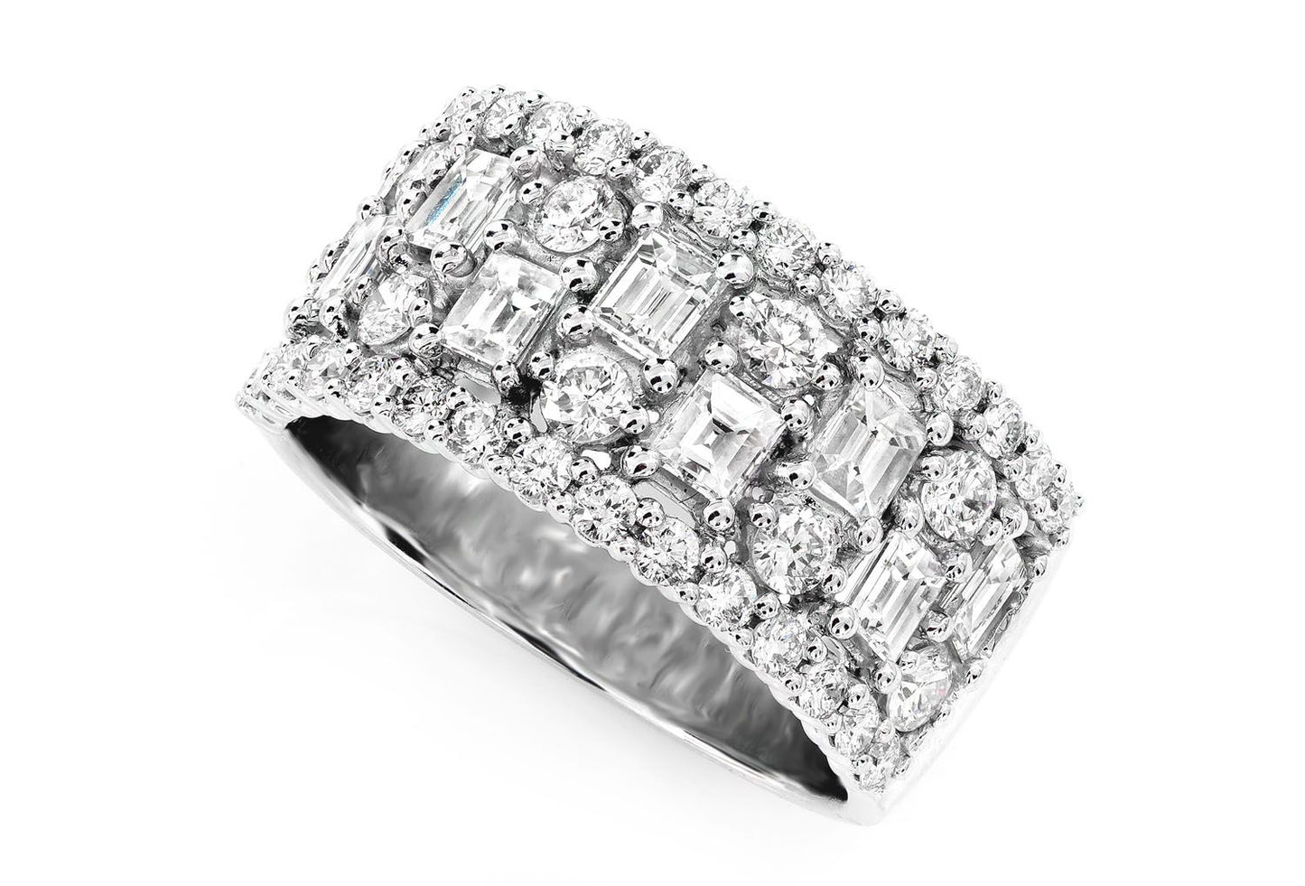 INEL CU DIAMANTE CU MODEL BAGHETĂ ȘI BORD ROTUND, 14K, 2.20CTW