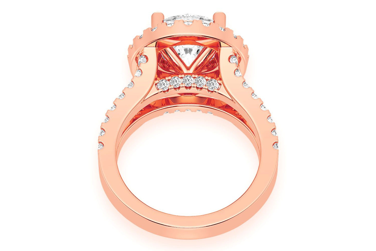 3.00CT ROUND SOLITAIRE - TWO ROW SPLIT - DIAMOND ENGAGEMENT RING