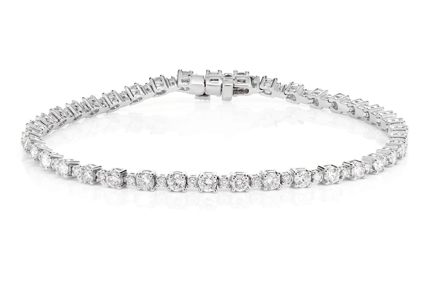 BASKET SET DIAMOND LINK BRACELET 14K SOLID GOLD 2.90CTW