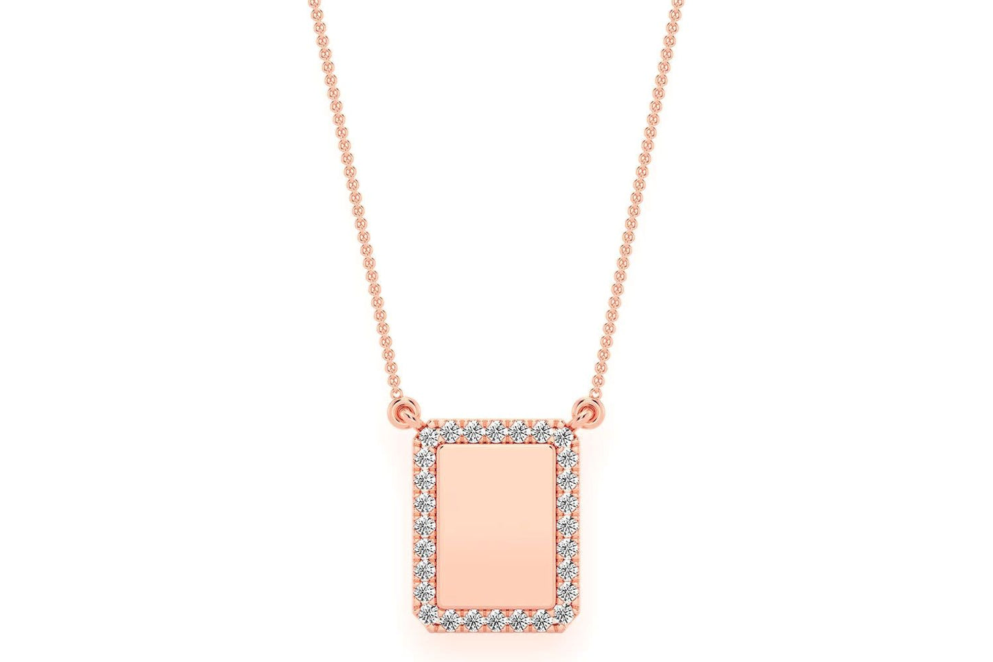 COLIER DREPTANGULAR CU DIAMANTE, AUR MASIV DE 14K, 0.15CT