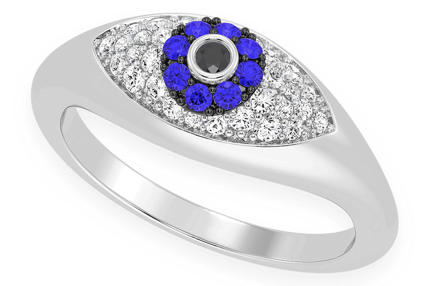 EVIL EYE DIAMOND RING 14K SOLID GOLD 0.30CTW