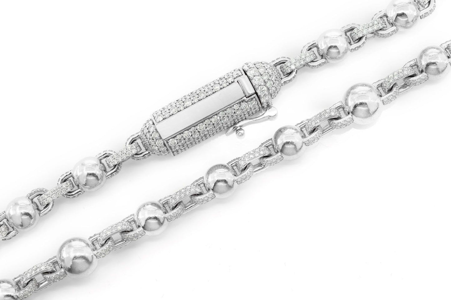 ROLO BEADED DIAMOND NECKLACE 14K SOLID GOLD 30.00CTW