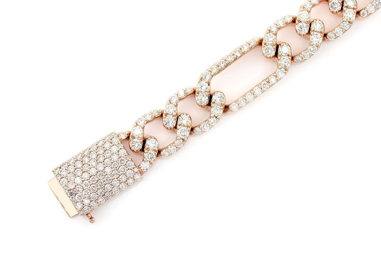 10MM FIGARO LINK DIAMOND BRACELET 14K SOLID GOLD 8.50CTW