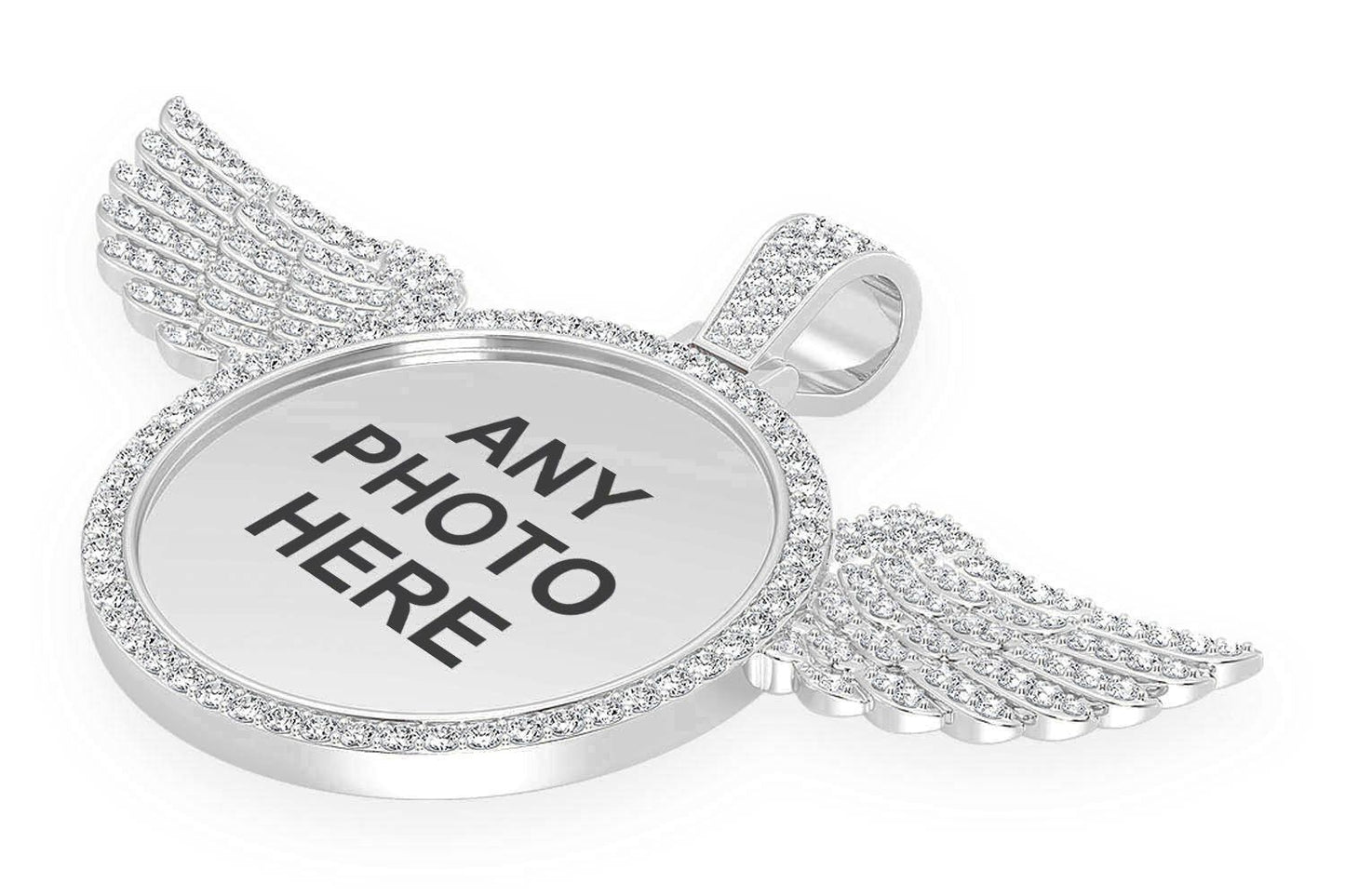 MEMORY WINGS PHOTO DIAMOND PENDANT 14K SOLID GOLD 8.75CTW