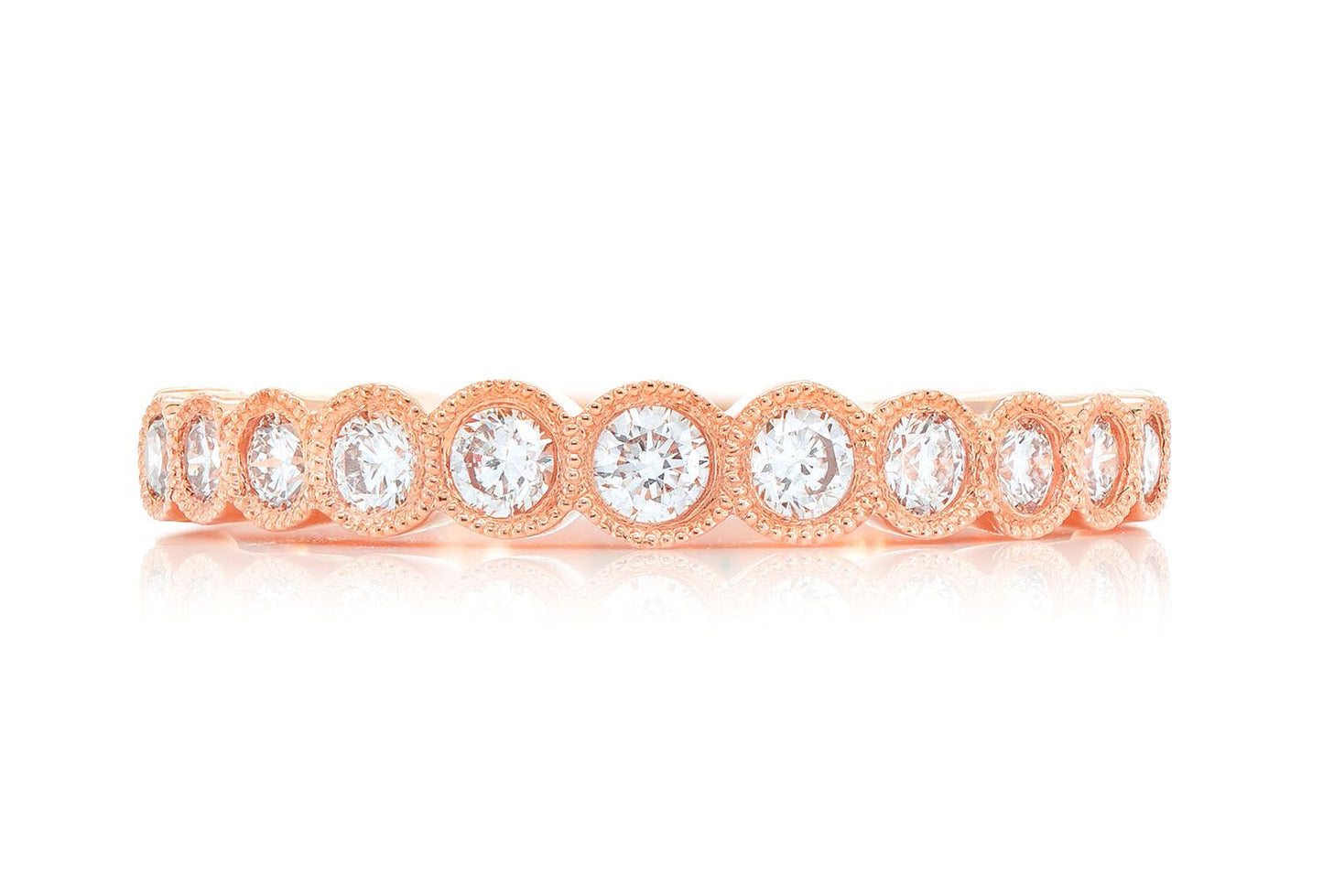 STACKABLE DIAMOND WEDDING BAND MILGRAIN BEZEL SET 14K SOLID GOLD 0.40CTW