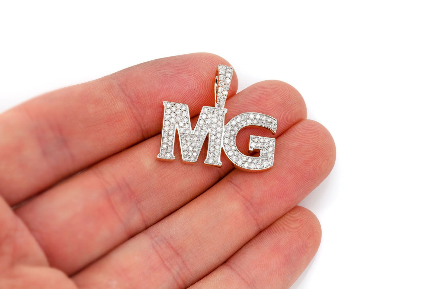 CUSTOM HEAVY SERIF LETTER NAMEPLATE DIAMOND PENDANT 14K SOLID GOLD