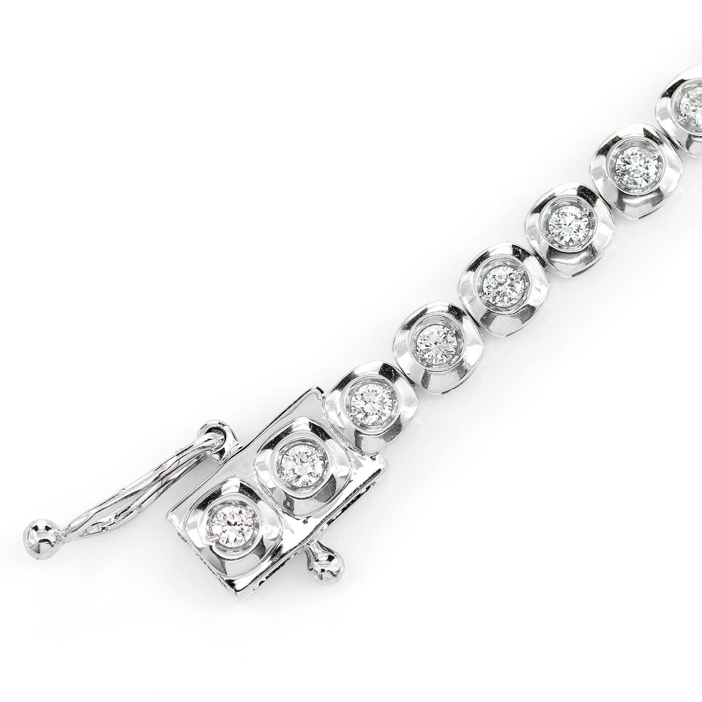 BRĂȚARĂ CU LUNETĂ PĂTRATĂ ȘI ZANE DE DIAMANT, AUR MASIV DE 14K, 1.30CT