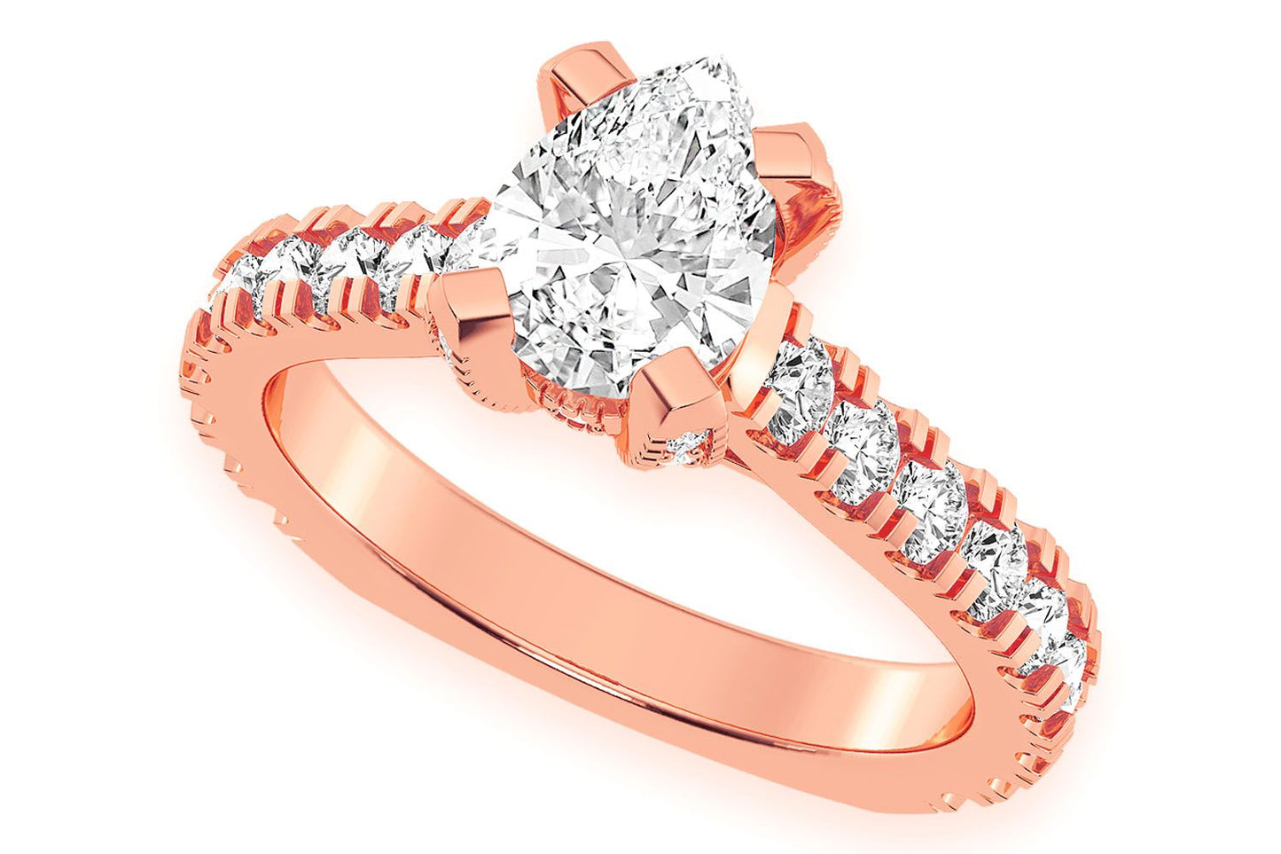 THINN - 1.00CT PEAR SOLITAIRE - SINGLE ROW SCALLOP - DIAMOND ENGAGEMENT RING