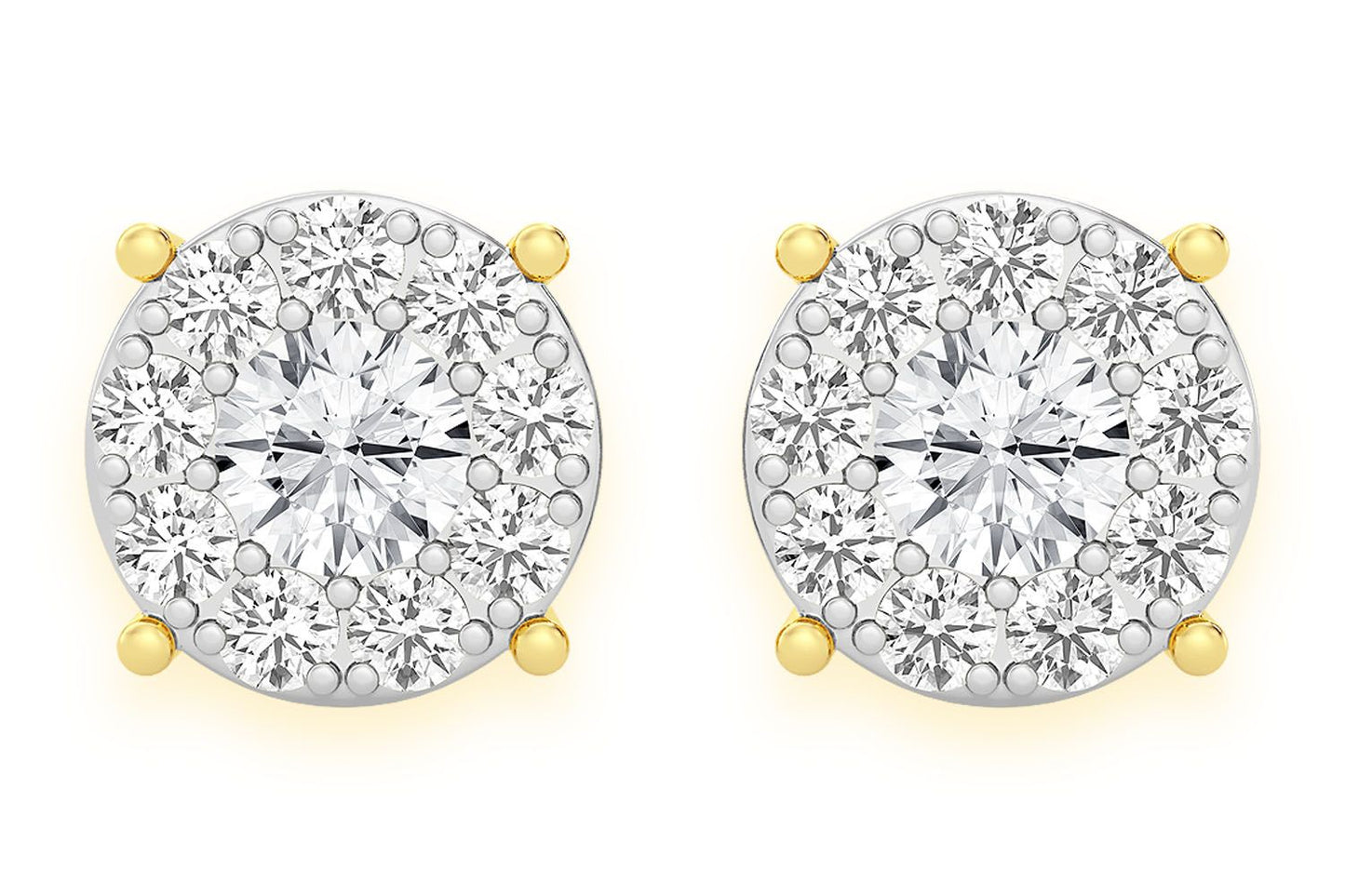 CERCEI CU DIAMANT ȘTIF ȘI MOZAIC DE 0.75 CT AUR MASIV DE 14K