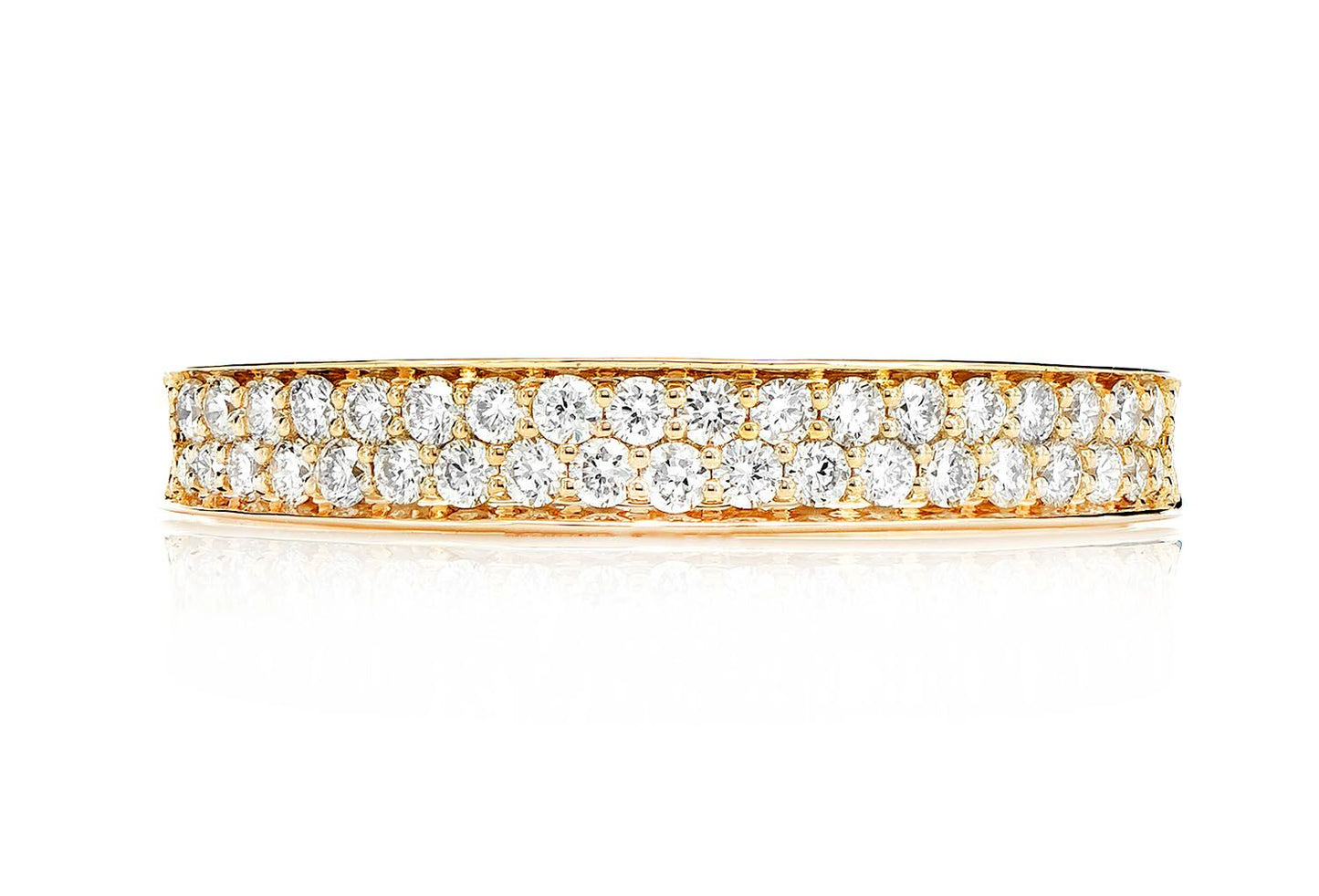 TWO ROW BORDER DIAMOND BAND RING 14K SOLID GOLD 0.33CTW