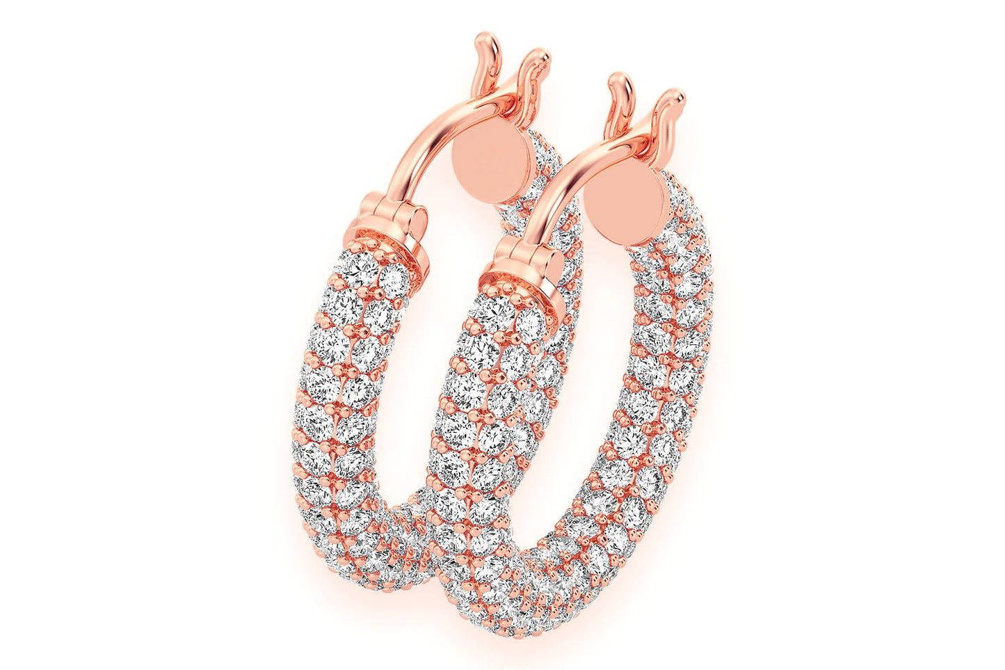 BUBBLY HOOP ETERNITY DIAMOND EARRINGS 14K SOLID GOLD 3.00CTW