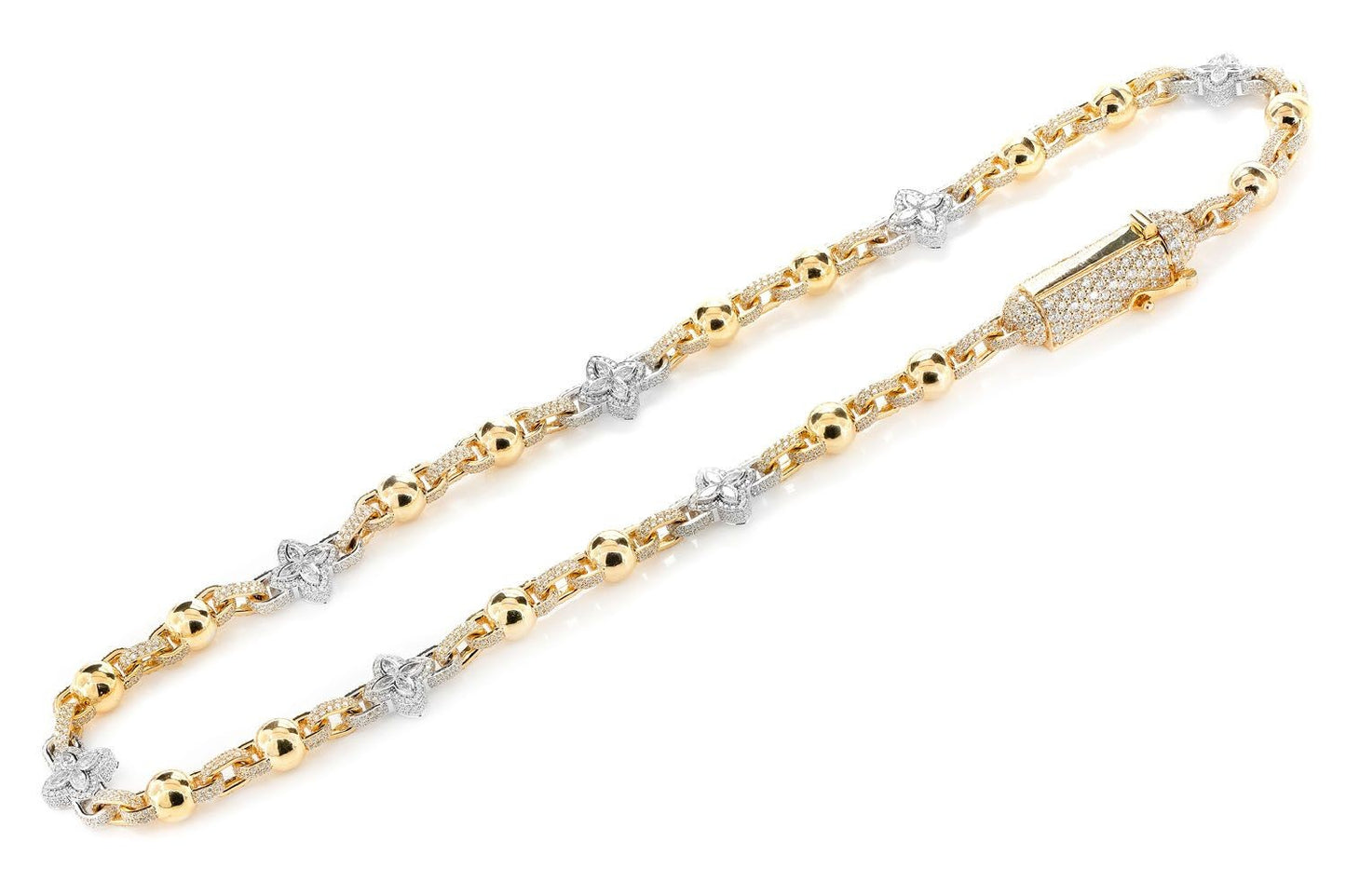 MARQUISE FLOWER DIAMOND STATION NECKLACE CHAIN 14K SOLID GOLD 36.10CTW