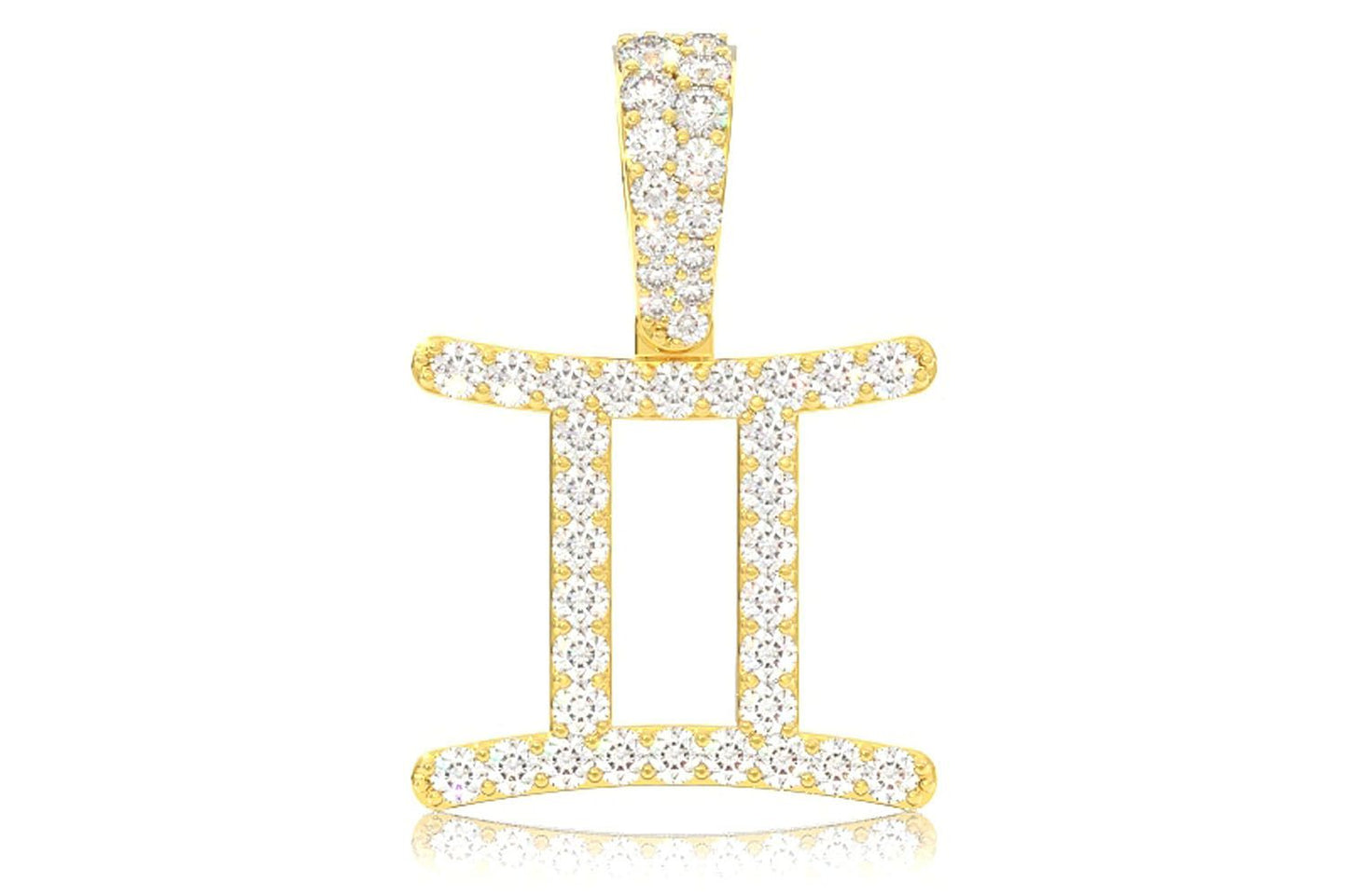 GEMINI ZODIAC DIAMOND PENDANT 14K SOLID GOLD 0.75CTW