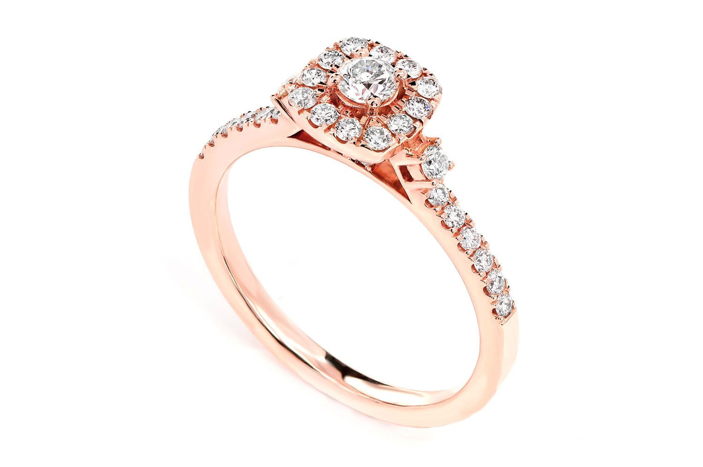 SINGLE BAND DIAMOND HALO ENGAGEMENT RING - 14K SOLID GOLD - 1.00CTW